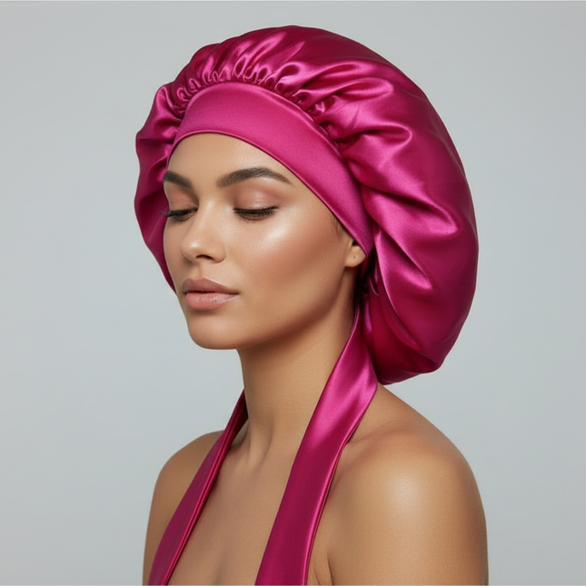 Satin Silk Sleep Cap Bonnet for Women Long Curly Hair Adjustable Tie Night Cap Maternity Hair Care Anti-Frizz Home Wrap