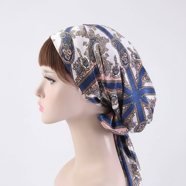 Women Silk Satin Cap Night Sleep Cap Hair Bonnet Hat Head Cover Satin Turban Headscarf Adjustable Ladies Long Hair Care Bonnet