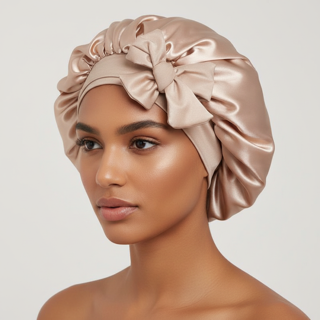 Women Satin Bonnet Solid Sleeping Hat Stretchy Tie Band Elastic Night Shower Cap Adjustable Hair Head Cover Bonnet for Women