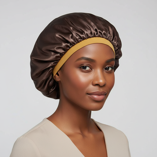 New Women Oversized Silky Hair Soft Elegant Bonnet Solid Color Satin Bonnet Sleeping Night Cap Elastic Shower Bath Hats