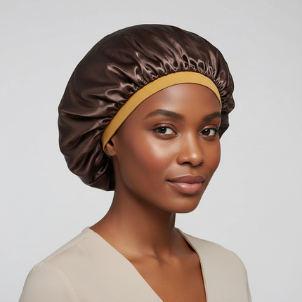 New Women Oversized Silky Hair Soft Elegant Bonnet Solid Color Satin Bonnet Sleeping Night Cap Elastic Shower Bath Hats