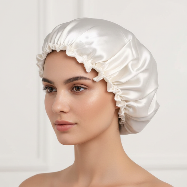 Adults Satin Nightcap Wide-brimmed Hair Loss Cap Solid Color Men Women Sleeping Cap