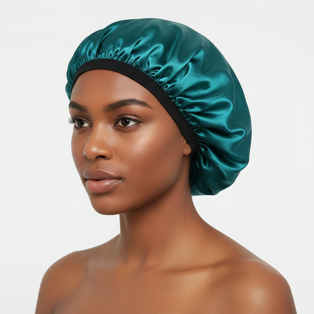 Sleep Bonnet Large Size Black Slim Band Elastic Shiny Headwear Soft Women Long Curly Hair Wrap Satin Hat Sleeping Home Supplies