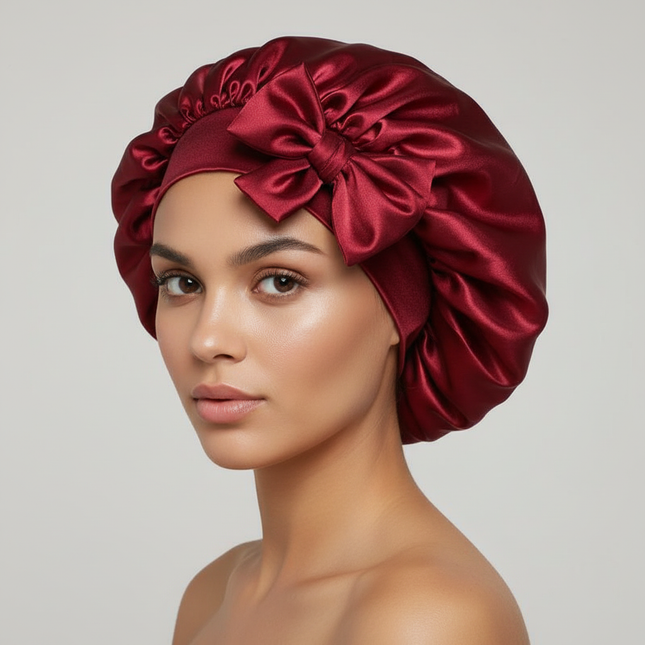 Women Satin Bonnet Solid Sleeping Hat Stretchy Tie Band Elastic Night Shower Cap Adjustable Hair Head Cover Bonnet for Women
