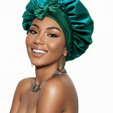 New Satin Double Layer Bonnet Solid Wide Tie Band Stretch Head Silky Bonnet Edge Wrap Nightcap Hair Care Shower Bonnet for Women