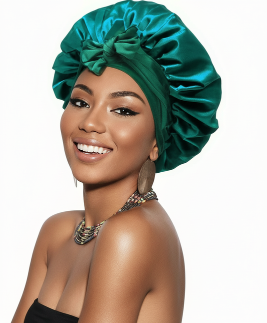 New Satin Double Layer Bonnet Solid Wide Tie Band Stretch Head Silky Bonnet Edge Wrap Nightcap Hair Care Shower Bonnet for Women
