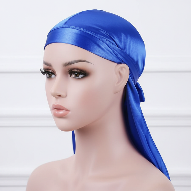 Unisex Silky Durags Bandanas Turban Hat Wigs Doo Men Satin Durag Biker Headwear Headband Hair Accessories Extra Long Tail Du-Rag