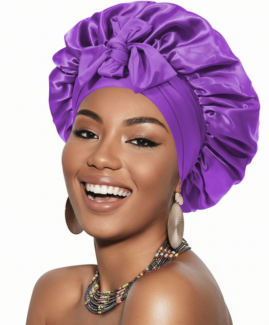 New Satin Double Layer Bonnet Solid Wide Tie Band Stretch Head Silky Bonnet Edge Wrap Nightcap Hair Care Shower Bonnet for Women