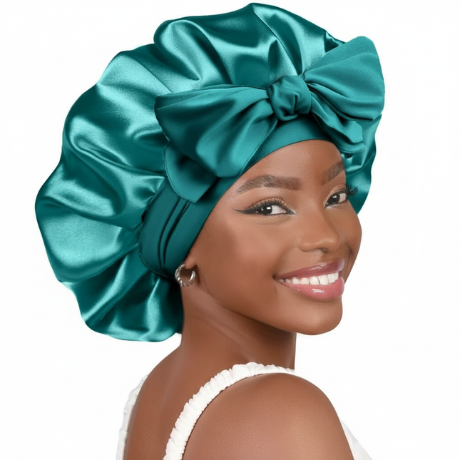 Sleeping Silk Bonnet With Tie Band Women Satin Bonnet Double Layer Satin Lined Hair Bonnet Curly Hair Sleeping Caps Night Cap