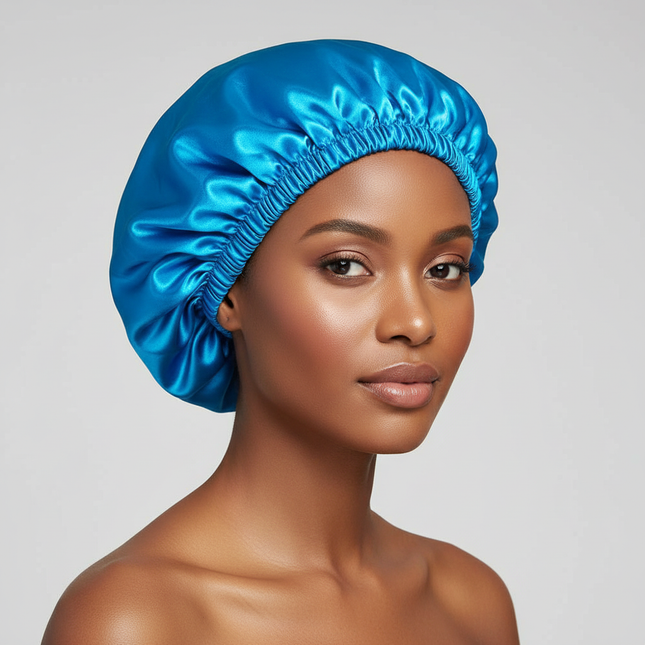 New Women Oversized Silky Hair Soft Elegant Bonnet Solid Color Satin Bonnet Sleeping Night Cap Elastic Shower Bath Hats
