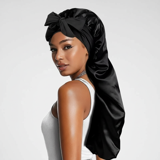 Sleeping Cap with Ribbon for Women, Elastic Satin Bonnet, Sleeping Cap, Breathable Turban, Sleep Headwear, Oversized Bandanas