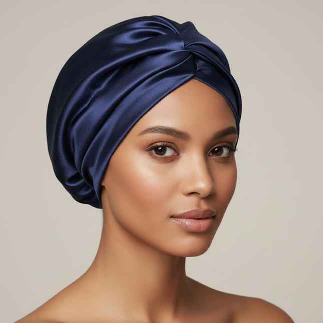 100 Mulberry Silk Turban Bonnets for Women Twisted Sleeping Night Cap 19 Momme Pure Silk Hair Wrap Cap for Curly Ladies Headwrap