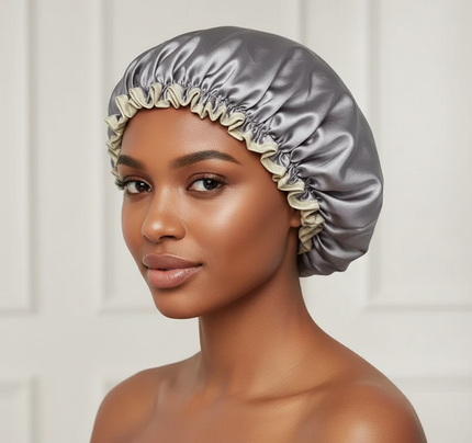 25cm Double Layer Waterproof Bath Hat Satin Cloth Shower Cap Round Dot Shower Hair Cover Women Supplies Hair Salon Bathing Caps