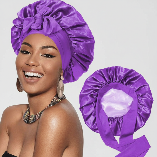 Double Layer Satin Hair Cap For Sleeping Bonnets For Women Round Haircare Women Headwear Night Hat Reversible Head Cover