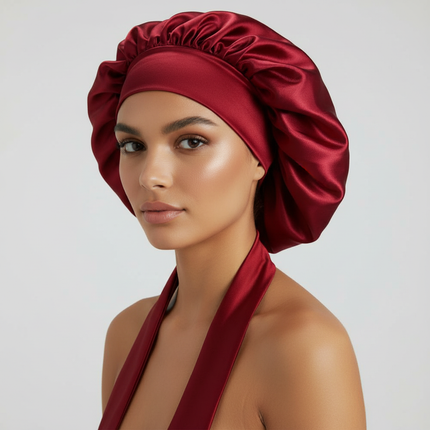 Women Satin Solid Sleeping Hat Night Sleep Cap for Women Shower Caps Waterproof Solid Sleeping Hair Bonnets Adjustable Cap