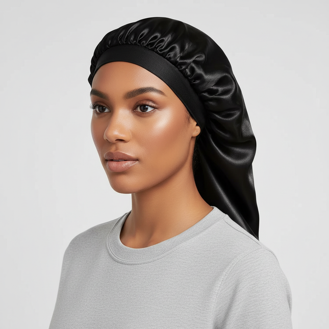1pc Long Silky Sleep Bonnet For Straight Curly Hair, Extra Large Hair Bonnets For Dreadlock And Braids, Satin Sleeping Caps Nigh