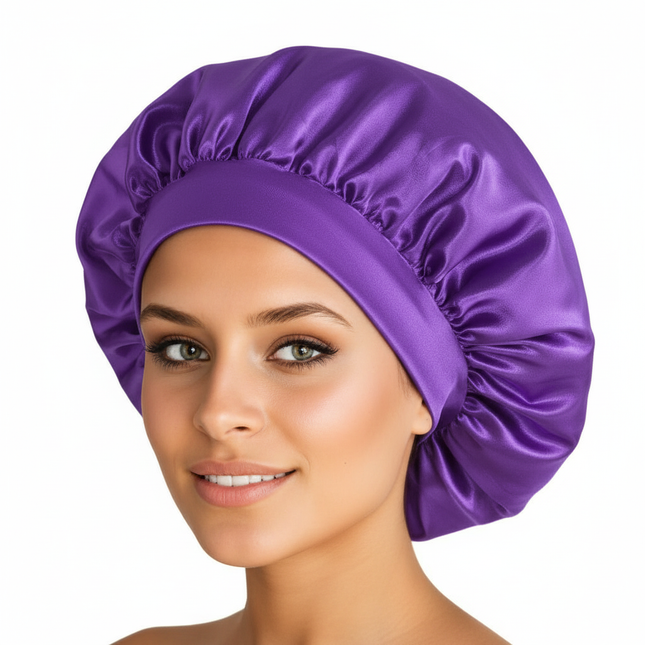 New Satin Wide Brim Nightcap Silky Bonnet Hair Wrap For Sleeping Sleep Cap With Elastic Soft Band Styling Cap Wash Face Nightcap