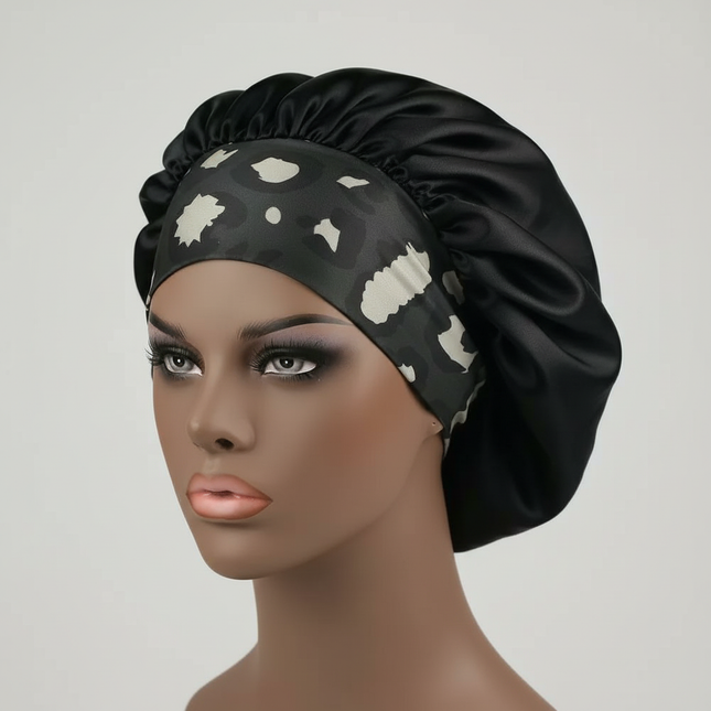 1PC Satin Sleeping Hat Night Sleep Hair Care Bonnet Nightcap Extra Satin Silky Shower Caps Sleep Cap with Premium Elastic Band
