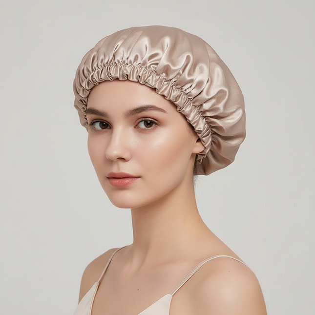 Double Layer Shower Cap Women Waterproof Thickened Reusable Oil Proof Kitchen Hair Cover Bonnet Satin Hair Bonnet for Sleeping