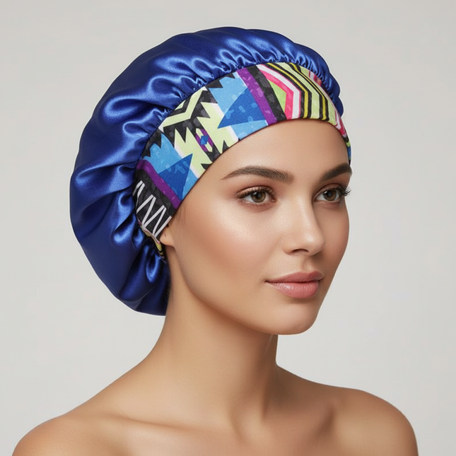 Newest Arrival Women Satin Bonnet Cap Fashion Elastic Wide Band Hair Protect Head Cover Night Sleep Hat Beauty Salon Cover Hair