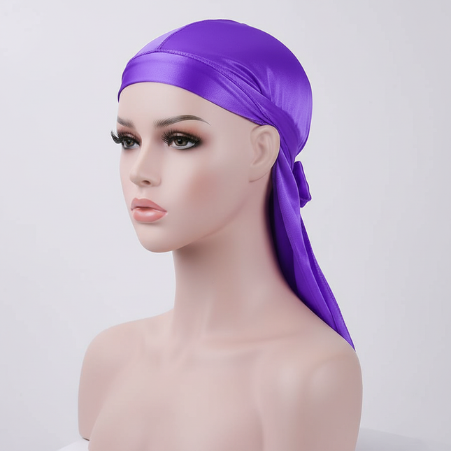 Unisex Silky Durags Bandanas Turban Hat Wigs Doo Men Satin Durag Biker Headwear Headband Hair Accessories Extra Long Tail Du-Rag