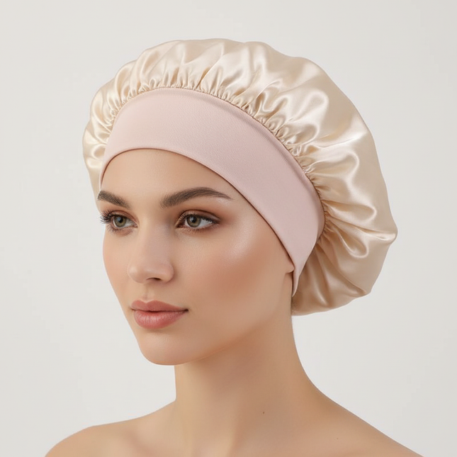 New Satin Wide Brim Nightcap Silky Bonnet Hair Wrap for Sleeping Sleep Cap With Elastic Soft Band Styling Cap Hair Wrapping Tool
