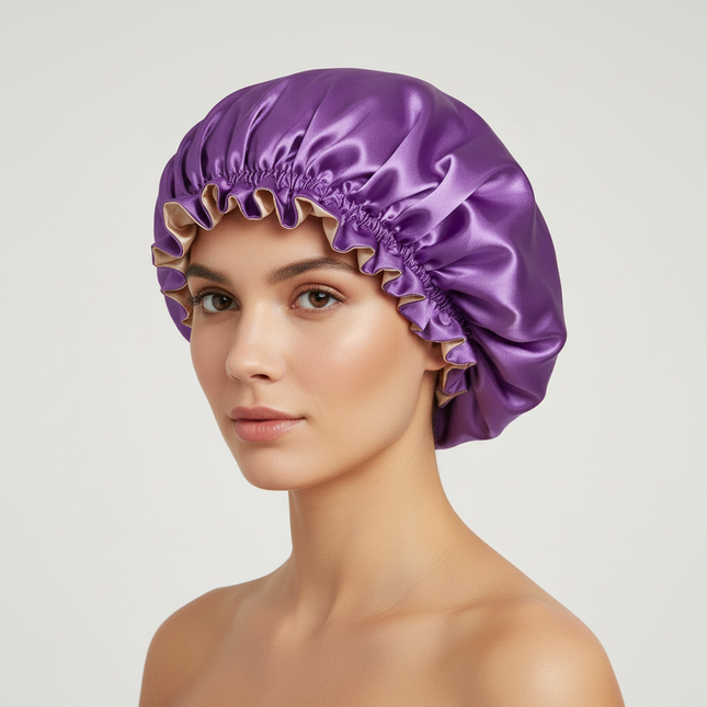 Lady Silk Night Sleep Hats Double Layer Head Cover Fashion Shower Cap Adjustable Silk Satin Bonnet For Women