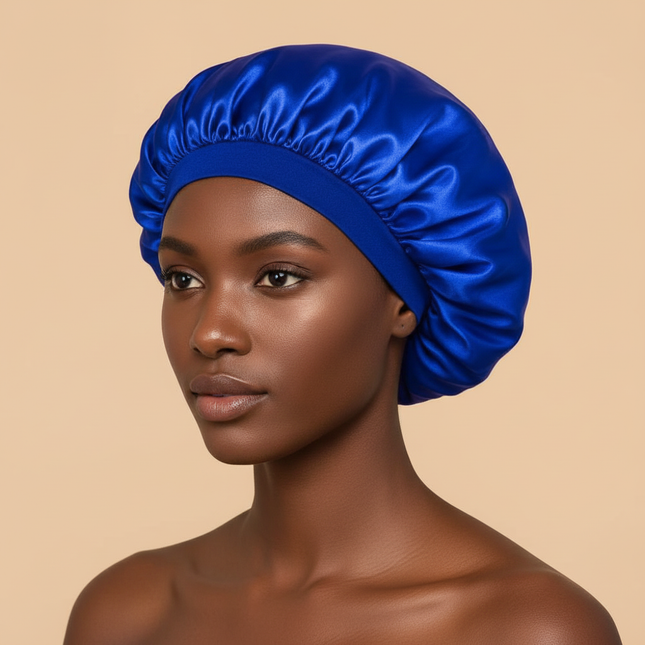 1pc Women's Solid Color Satin Wide-Brimmed Shower Cap, Suitable For Daily Use Silk Bonnet Satin Bonnet
