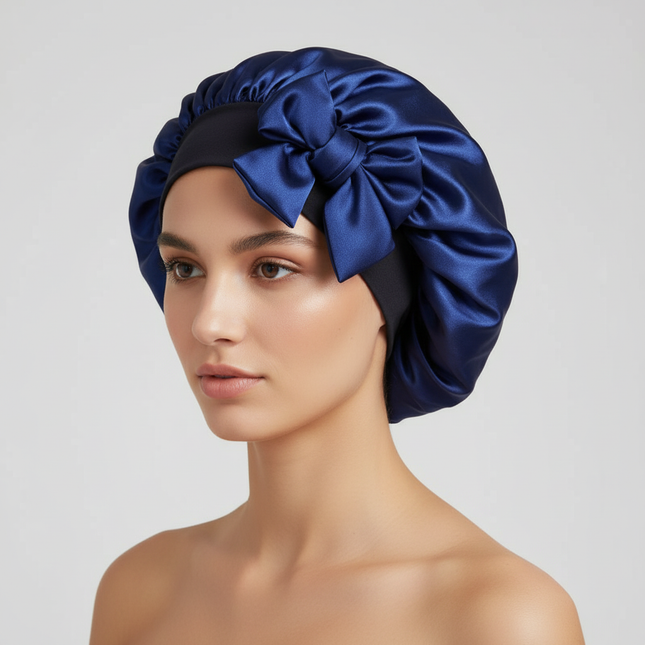 Women Satin Bonnet Solid Sleeping Hat Stretchy Tie Band Elastic Night Shower Cap Adjustable Hair Head Cover Bonnet for Women