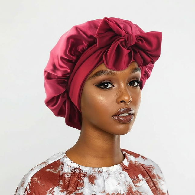 New Satin Sleeping Cap for Women Solid Wide Band Stretch Head Tie Silky Bonnet Edge Wrap Nightcap Hair Care Shower Head Cover