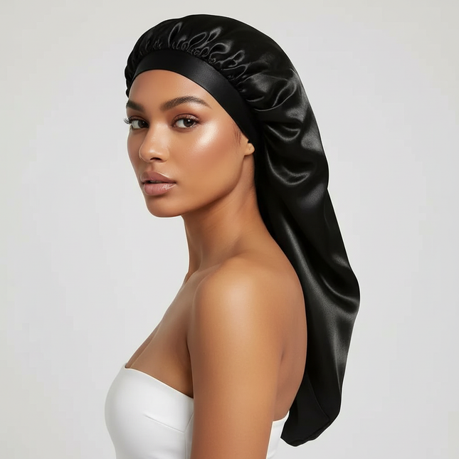 Silky Long Bonnet For Sleeping Solid Color Night Cap For Women Hair Care Tools For Sleeping In Overnight