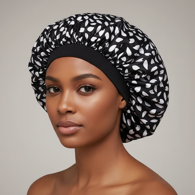 New Women's Extra Large Hair Cap For Sleeping African Printed Satin Cap Elastic Night Turban Artificial Silk Chemo Bonnet
