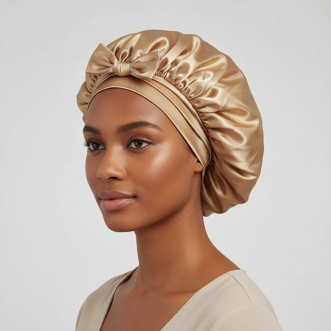 Women Satin Bonnet Solid Sleeping Hat Stretchy Tie Band Elastic Night Shower Cap Adjustable Hair Head Cover Bonnet for Women