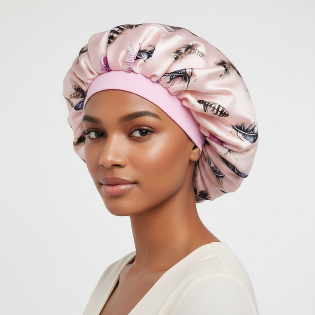 New Women's Extra Large Hair Cap For Sleeping African Printed Satin Cap Elastic Night Turban Artificial Silk Chemo Bonnet
