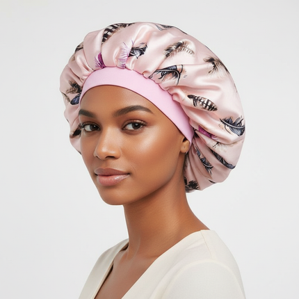 New Women's Extra Large Hair Cap For Sleeping African Printed Satin Cap Elastic Night Turban Artificial Silk Chemo Bonnet