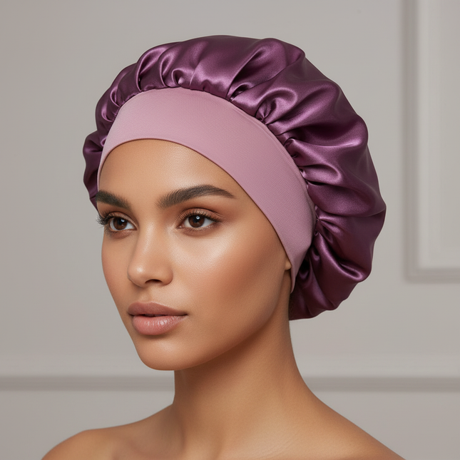 New Satin Wide Brim Nightcap Silky Bonnet Hair Wrap for Sleeping Sleep Cap With Elastic Soft Band Styling Cap Hair Wrapping Tool