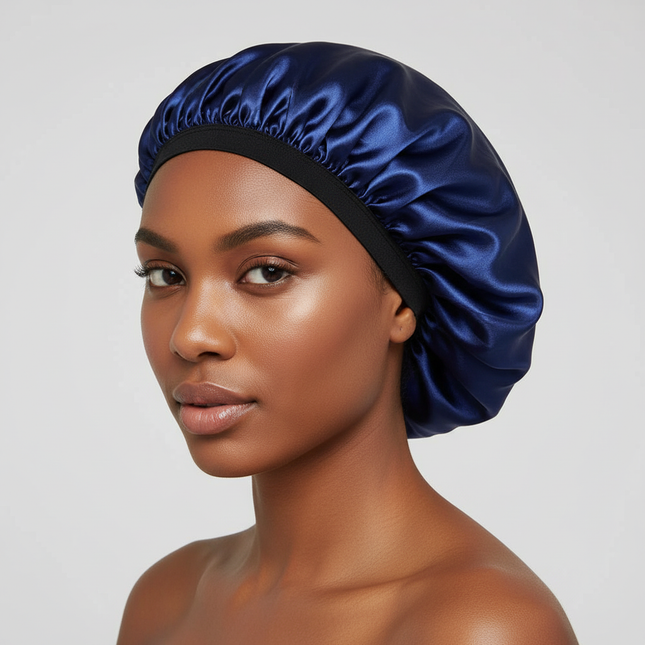 Sleep Bonnet Large Size Black Slim Band Elastic Shiny Headwear Soft Women Long Curly Hair Wrap Satin Hat Sleeping Home Supplies