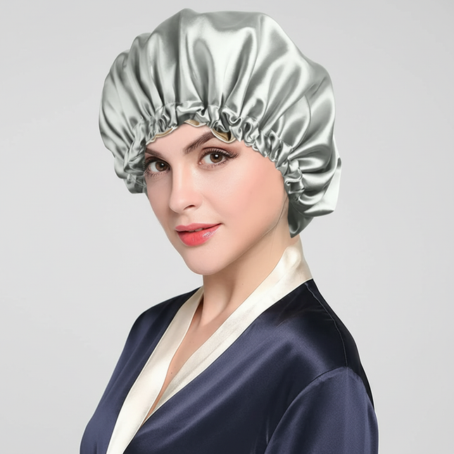 New Women Solid Reversible Satin Bonnet for Curly Hair Cap Double Layer Adjustable Sleep Cap Elastic Hair Cap Haircare Night Hat