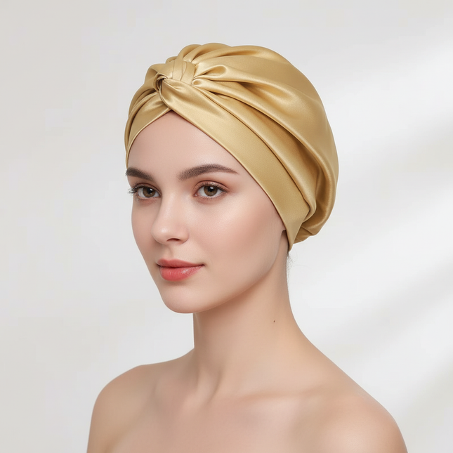 100% Mulberry Silk Bonnet Silk Sleeping Cap Double-Sided Real Silk For Hair Skin  Turban