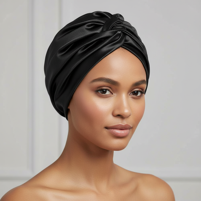 Satin Bonnet Hat Double Layer Hair Wrap Women Adjustable Knotted Hat Care Turban Satin Sleep Hat for Curly Straight Hair 2025