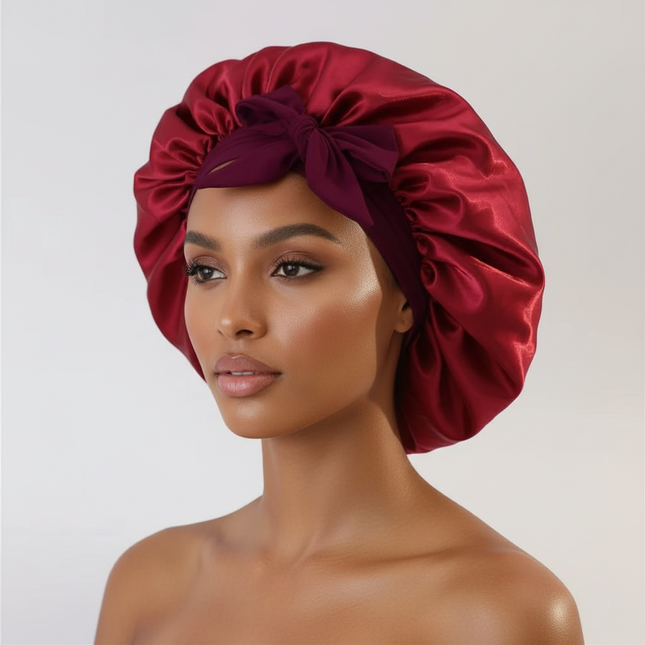 Women Satin Bonnet Solid Sleeping Hat Stretchy Tie Band Elastic Night Shower Cap Adjustable Hair Head Cover Bonnet for Women
