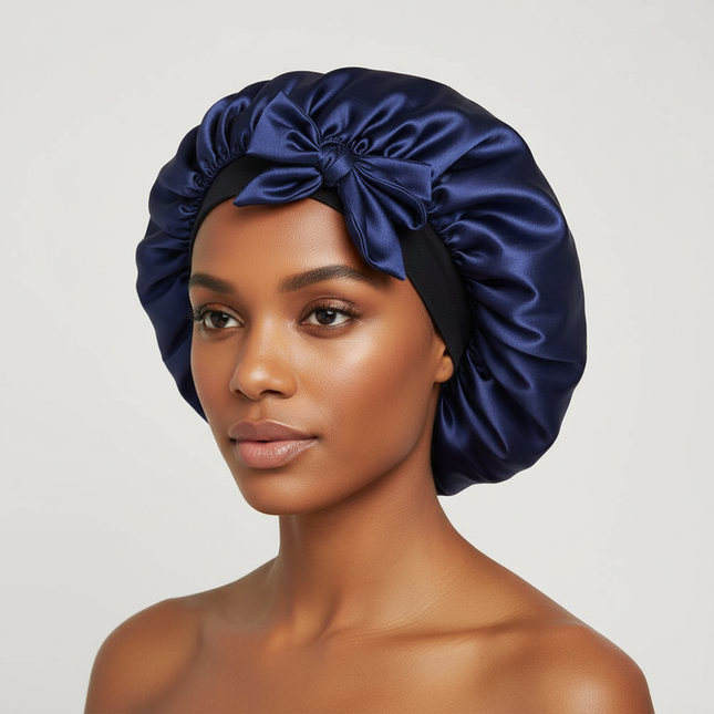 Women Satin Bonnet Solid Sleeping Hat Stretchy Tie Band Elastic Night Shower Cap Adjustable Hair Head Cover Bonnet for Women