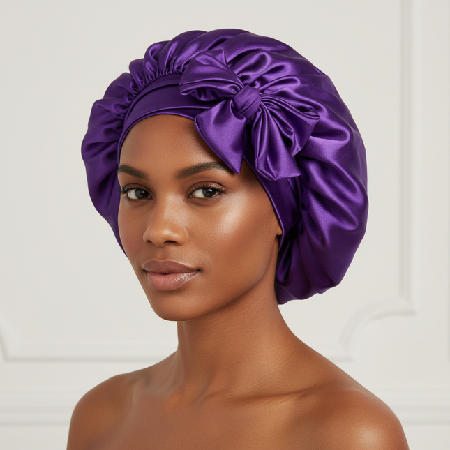 Women Satin Bonnet Solid Sleeping Hat Stretchy Tie Band Elastic Night Shower Cap Adjustable Hair Head Cover Bonnet for Women
