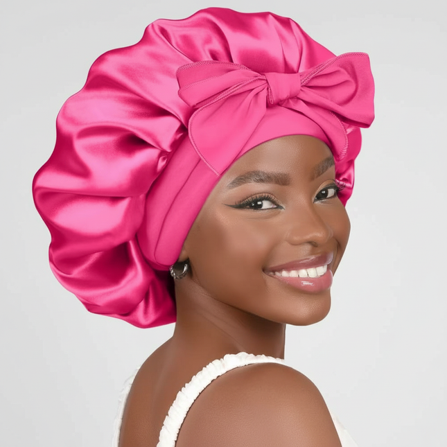 Sleeping Silk Bonnet With Tie Band Women Satin Bonnet Double Layer Satin Lined Hair Bonnet Curly Hair Sleeping Caps Night Cap