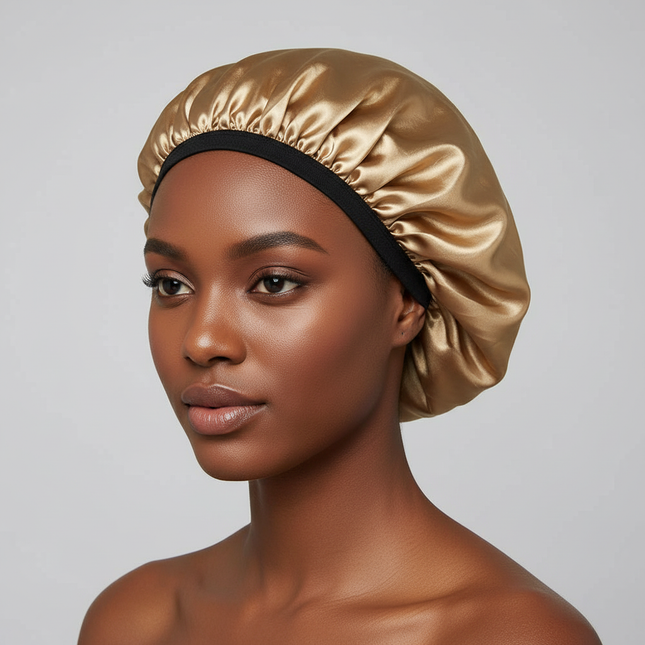 Sleep Bonnet Large Size Black Slim Band Elastic Shiny Headwear Soft Women Long Curly Hair Wrap Satin Hat Sleeping Home Supplies
