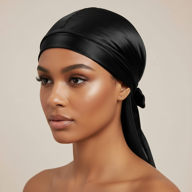 Unisex Silky Durags Bandanas Turban Hat Wigs Doo Men Satin Durag Biker Headwear Headband Hair Accessories Extra Long Tail Du-Rag