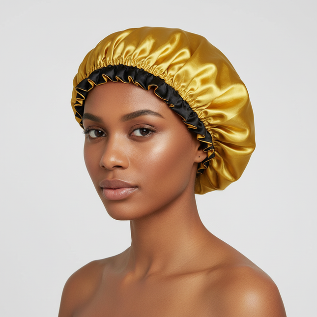 Lady Silk Night Sleep Hats Double Layer Head Cover Fashion Shower Cap Adjustable Silk Satin Bonnet For Women