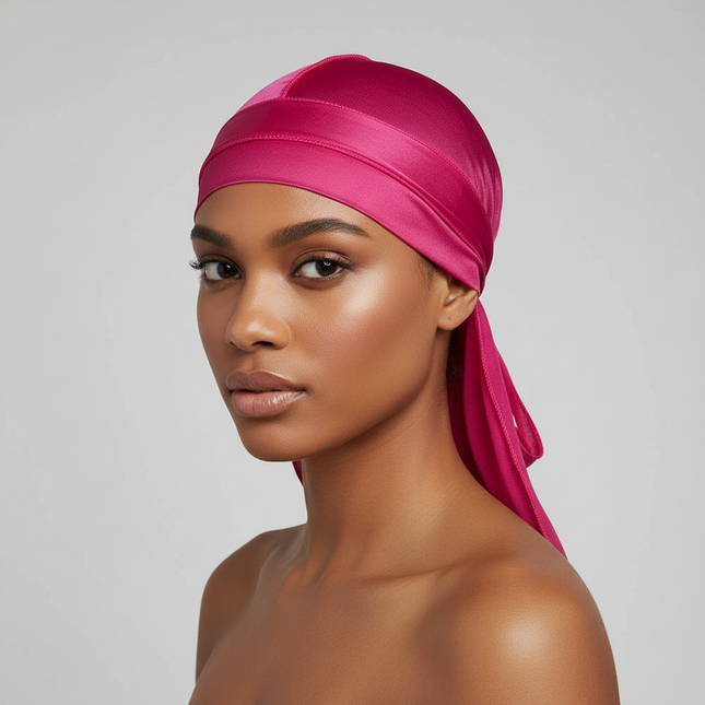 Men's Silk Durag Bonnet Bandana Silky Du Rag Doo Rag Long Tail Waves Cap