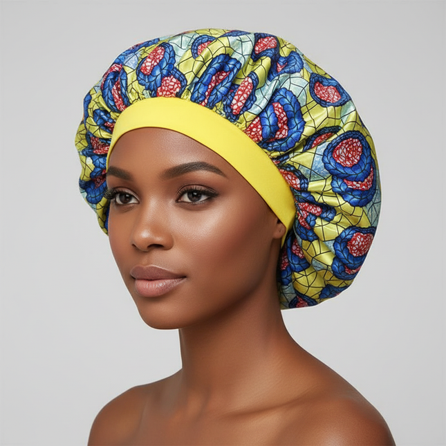 New Women's Extra Large Hair Cap For Sleeping African Printed Satin Cap Elastic Night Turban Artificial Silk Chemo Bonnet