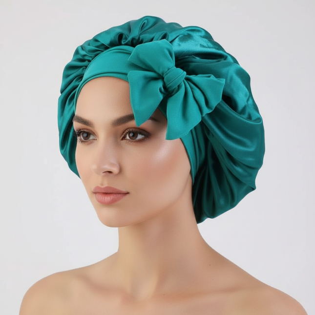 Women Satin Bonnet Solid Sleeping Hat Stretchy Tie Band Elastic Night Shower Cap Adjustable Hair Head Cover Bonnet for Women